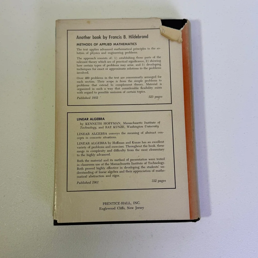Advanced Calculus for Applications Francis B Hildebrand 1962 Hardcover Textbook
